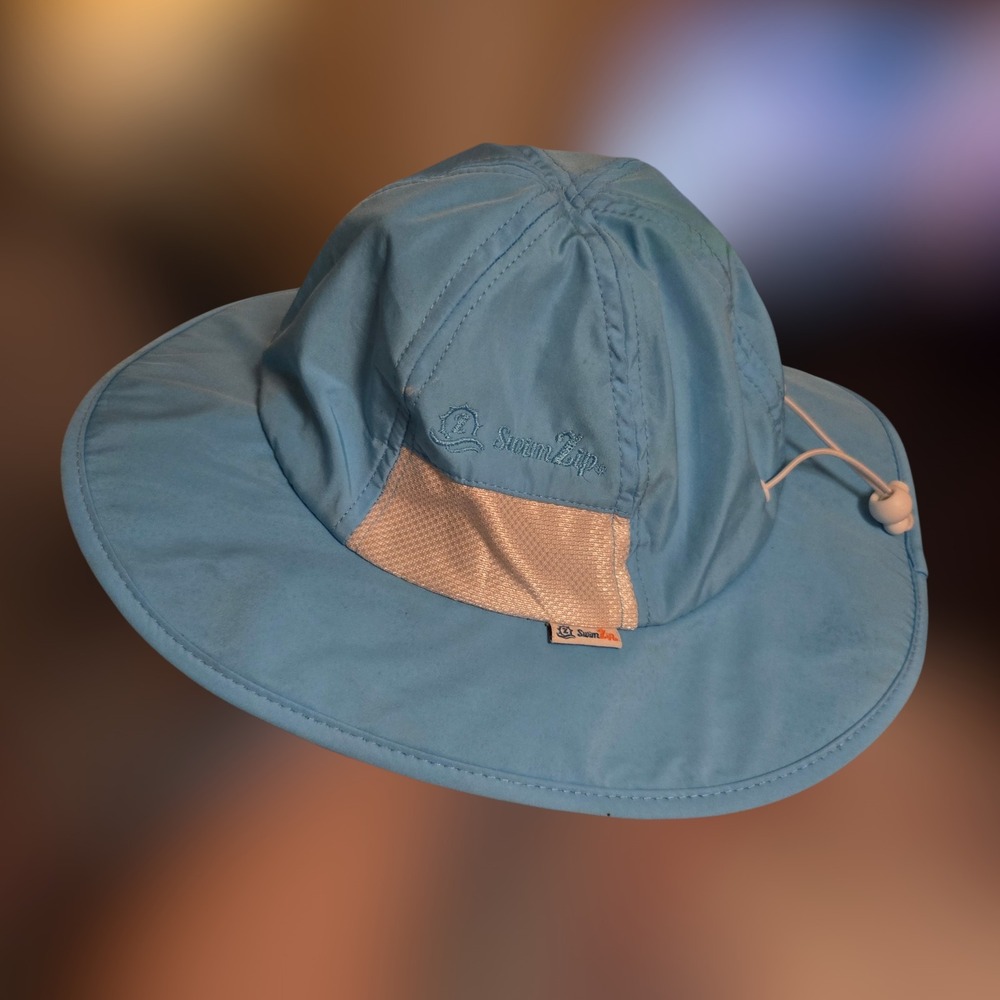 SwimZip Sun Hat 8-14Y Kids Blue Beach Gear UPF 50 Summer‎  Adjustable Wide Brim